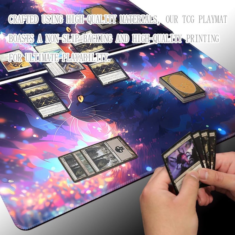 SIXTORE Store Board Game 14x24in MTG Playmat Compatible for OCG CCG RPG TCG Playmats (Colorful Cat 1) - Image 4